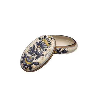 Marcucci Deruta Italy Signed Covered Trinket Dish Handpainted Vintage‎ Pottery